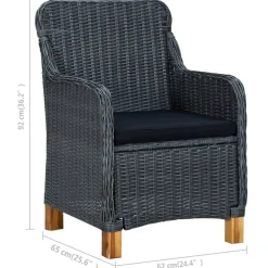 vidaXL 7-delige Tuinset met kussens poly rattan lichtgrijs