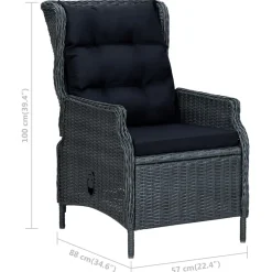 vidaXL 7-delige Tuinset met kussens poly rattan lichtgrijs