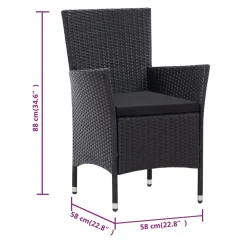 vidaXL 9-delige Tuinset poly rattan zwart
