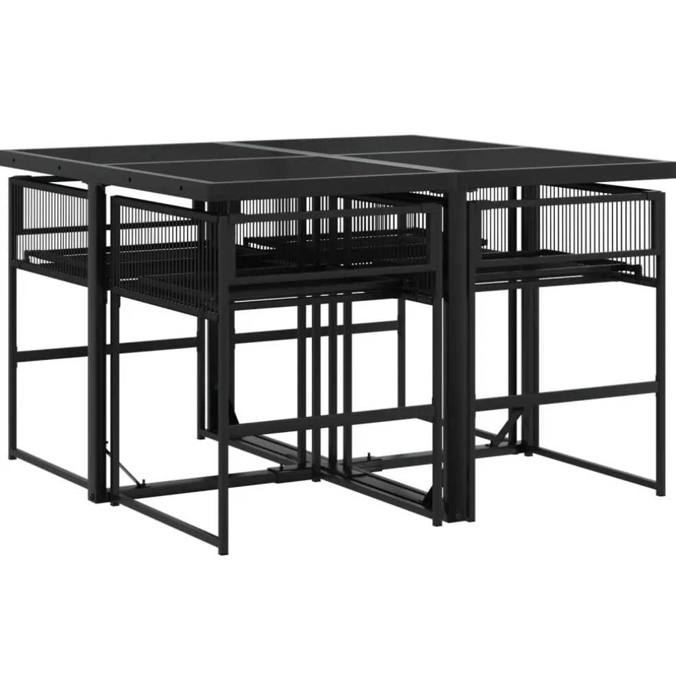 vidaXL 5-delige Tuinset poly rattan zwart