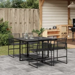 vidaXL 5-delige Tuinset poly rattan zwart
