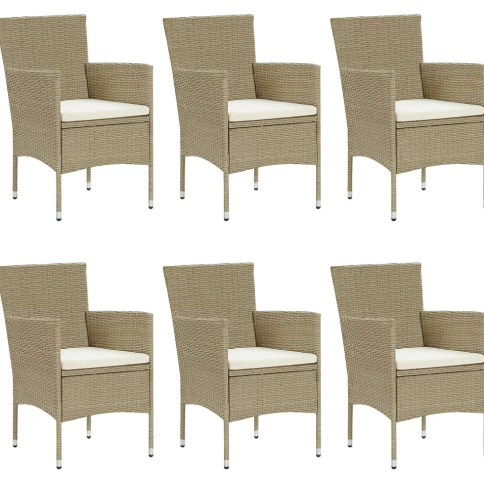 vidaXL 7-delige Tuinset poly rattan beige