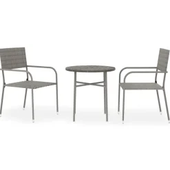 vidaXL 3-delige Tuinset poly rattan grijs