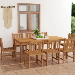 vidaXL 9-delige tuinset 200x100 cm massief teakhout