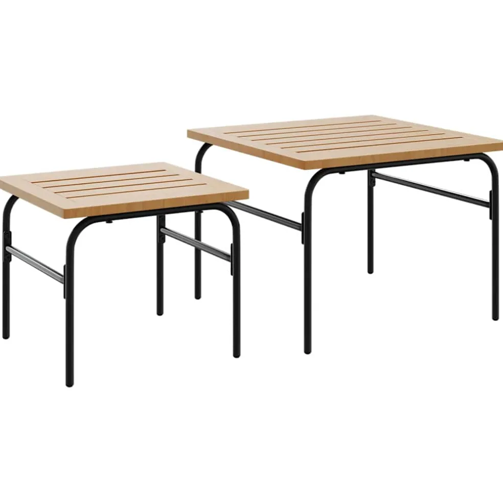 vidaXL 2-delige Tuintafeltjesset staal bruin en zwart