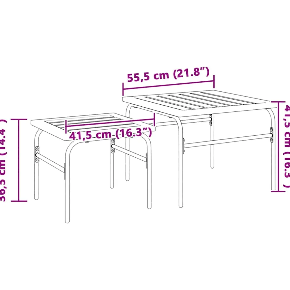 vidaXL 2-delige Tuintafeltjesset staal bruin en zwart