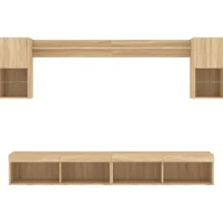vidaXL 6-delige Tv-wandmeubelset met LED bewerkt hout sonoma eiken