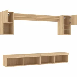 vidaXL 6-delige Tv-wandmeubelset met LED bewerkt hout sonoma eiken