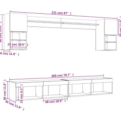 vidaXL 6-delige Tv-wandmeubelset met LED bewerkt hout sonoma eiken