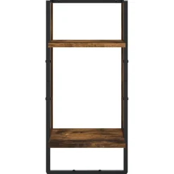 vidaXL 4-delige Wandschappenset met stangen bewerkt hout gerookt eiken