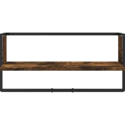 vidaXL 4-delige Wandschappenset met stangen bewerkt hout gerookt eiken