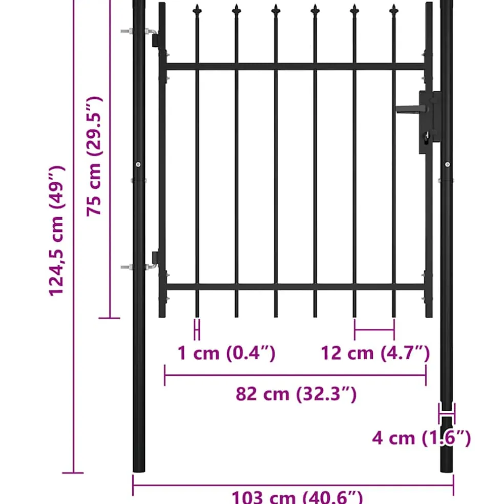 vidaXL Deurhek BOXTEL met speerpunt bovenaan 100x75 cm