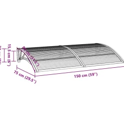 vidaXL Deurluifel 300x75 cm polycarbonaat zwart en transparant