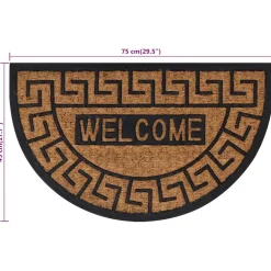 vidaXL Deurmat halfrond 45x75 cm rubber en kokosvezel