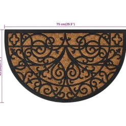 vidaXL Deurmat halfrond 45x75 cm rubber en kokosvezel
