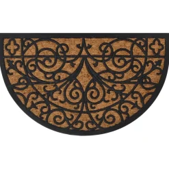 vidaXL Deurmat halfrond 45x75 cm rubber en kokosvezel