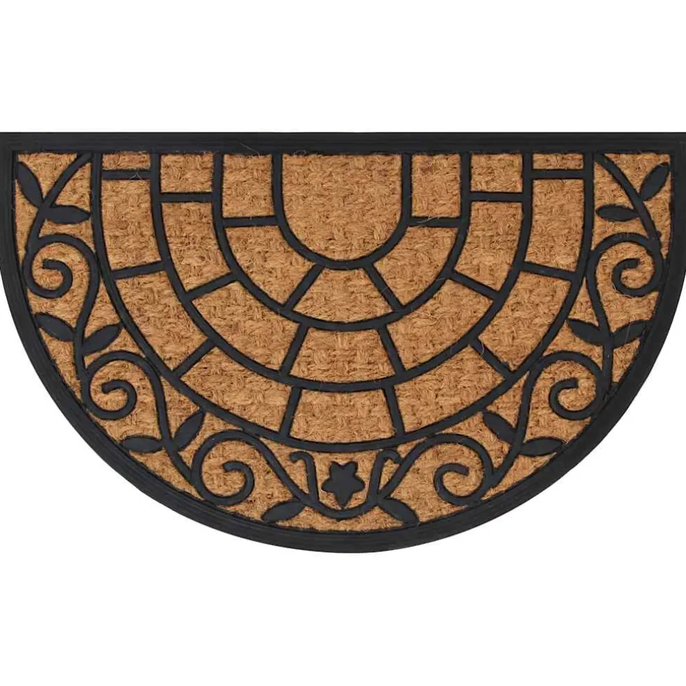 vidaXL Deurmat halfrond 45x75 cm rubber en kokosvezel