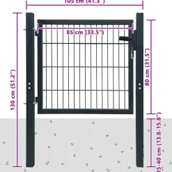 vidaXL 2D Hekpoort (Enkel) Antracietgrijs 100x80 cm