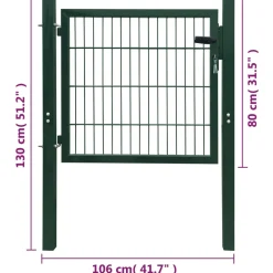 vidaXL 2D Hekpoort (Enkel) Groen 100x80 cm