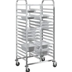 vidaXL Dienbladenwagen met 32 GN-bakken 75x55x162,5 cm roestvrij staal