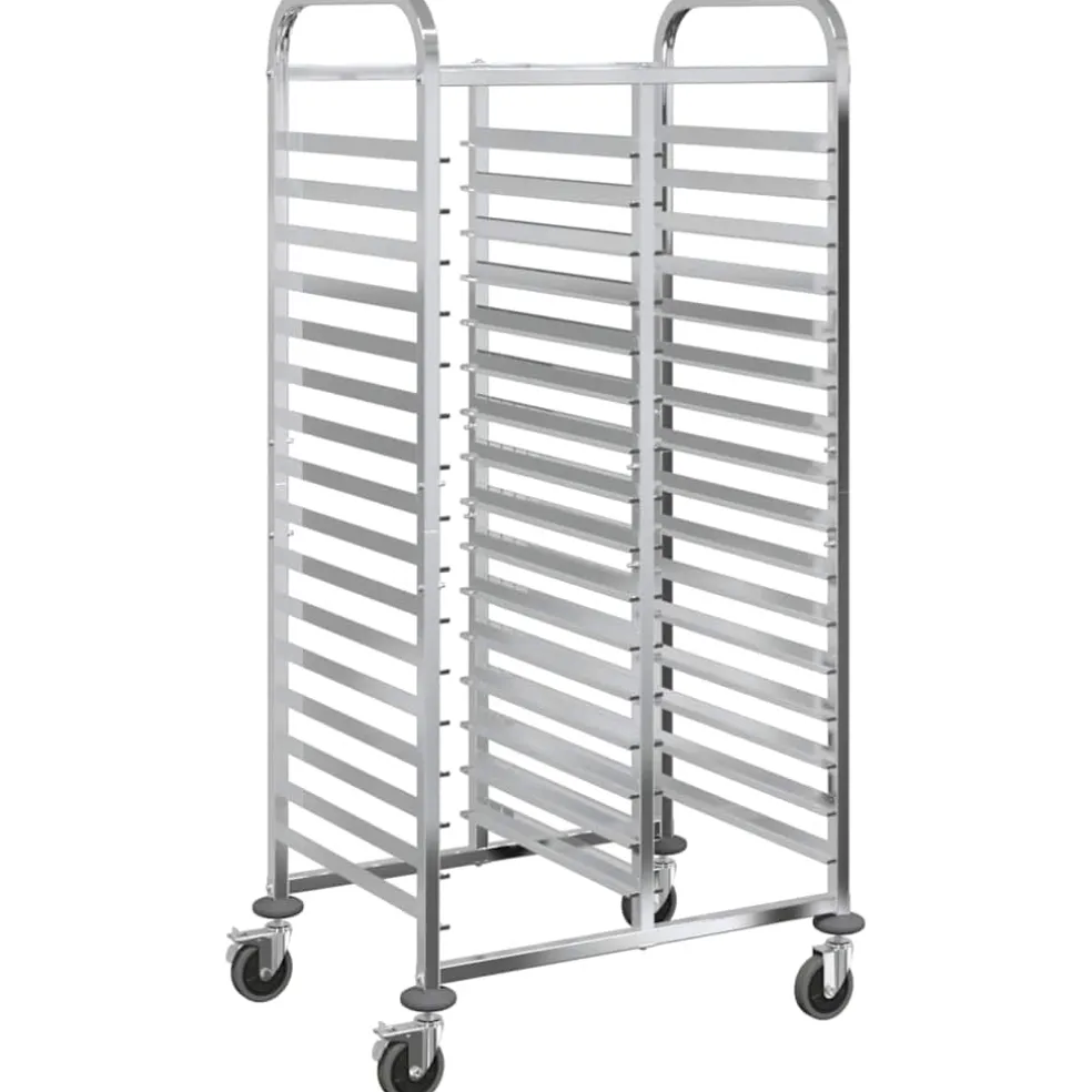 vidaXL Dienbladenwagen met 32 GN-bakken 75x55x162,5 cm roestvrij staal