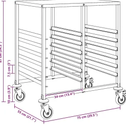 vidaXL Dienbladenwagen met 12 GN-bakken 75x55x87 cm roestvrij staal