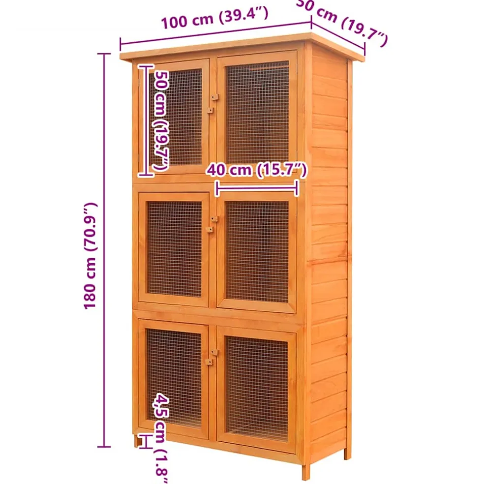 vidaXL Dierenhok 6 kamers hout