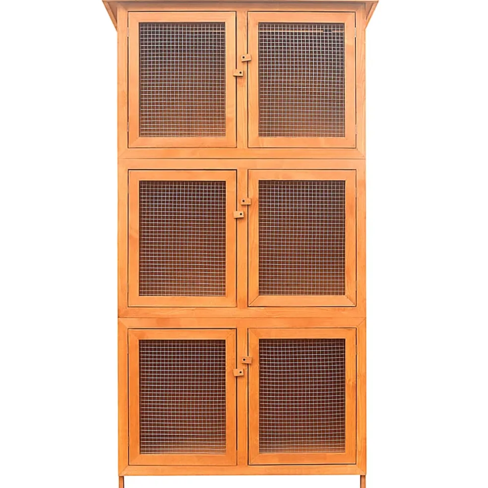 vidaXL Dierenhok 6 kamers hout