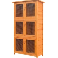 vidaXL Dierenhok 6 kamers hout