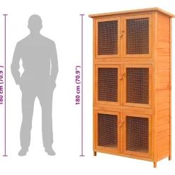 vidaXL Dierenhok 6 kamers hout
