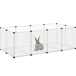 vidaXL Dierenhok klein 144x74x46,5 cm polypropeen en staal transparant