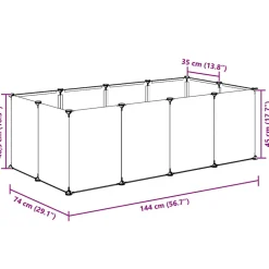 vidaXL Dierenhok klein 144x74x46,5 cm polypropeen en staal transparant
