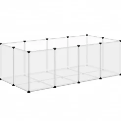 vidaXL Dierenhok klein 144x74x46,5 cm polypropeen en staal transparant