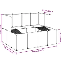 vidaXL Dierenhok klein 143x107x93 cm polypropeen en staal transparant