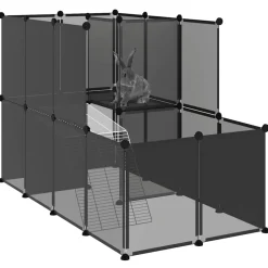vidaXL Dierenhok klein 142x74x93 cm polypropeen en staal transparant