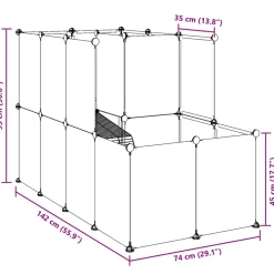 vidaXL Dierenhok klein 142x74x93 cm polypropeen en staal transparant