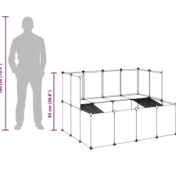 vidaXL Dierenhok klein 143x107x93 polypropeen en staal zwart