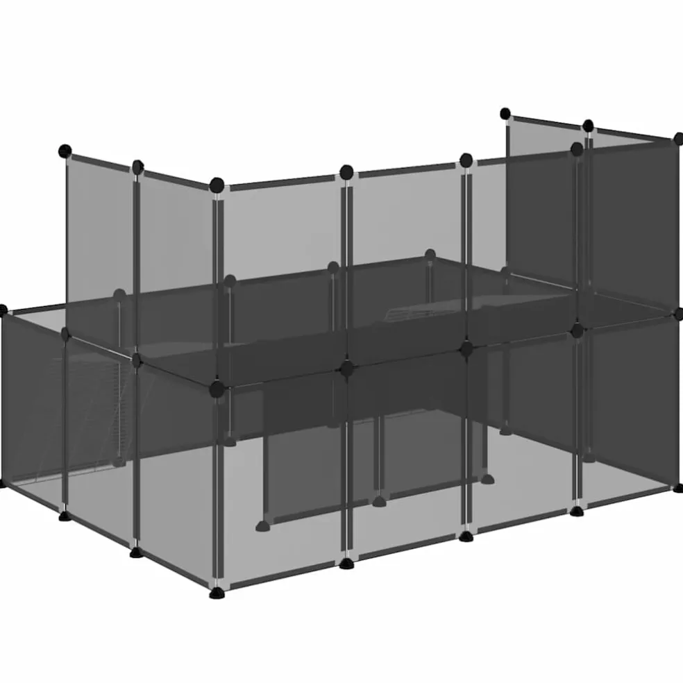 vidaXL Dierenhok klein 143x107x93 polypropeen en staal zwart