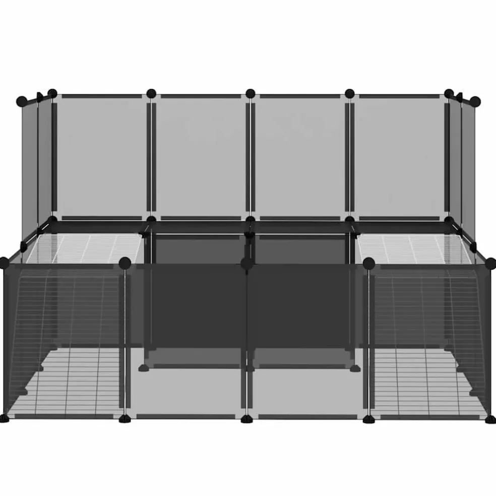 vidaXL Dierenhok klein 143x107x93 polypropeen en staal zwart
