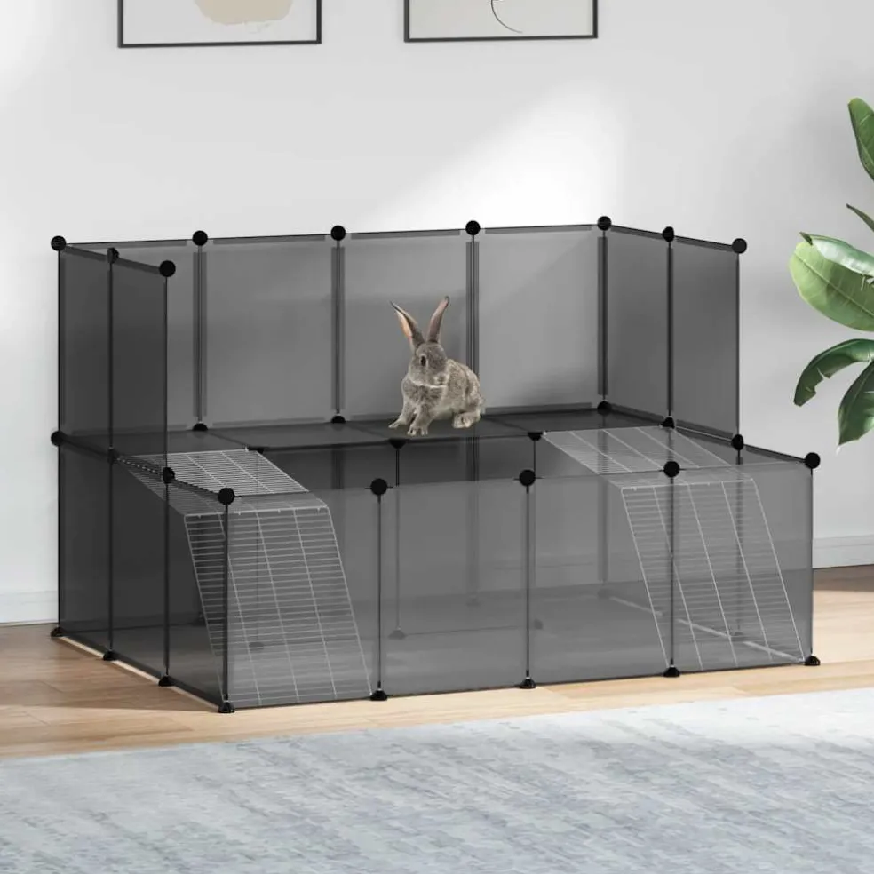 vidaXL Dierenhok klein 143x107x93 polypropeen en staal zwart