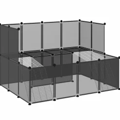 vidaXL Dierenhok klein 143x107x93 polypropeen en staal zwart