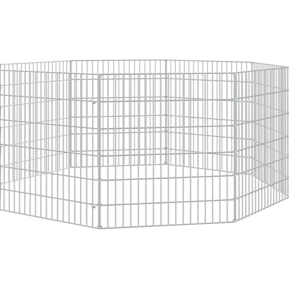 vidaXL Dierenverblijf 8 panelen 54x60 cm gegalvaniseerd ijzer