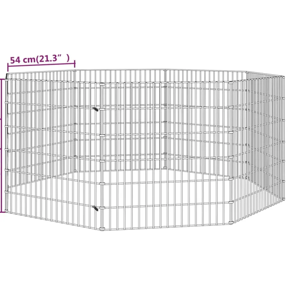 vidaXL Dierenverblijf 8 panelen 54x60 cm gegalvaniseerd ijzer