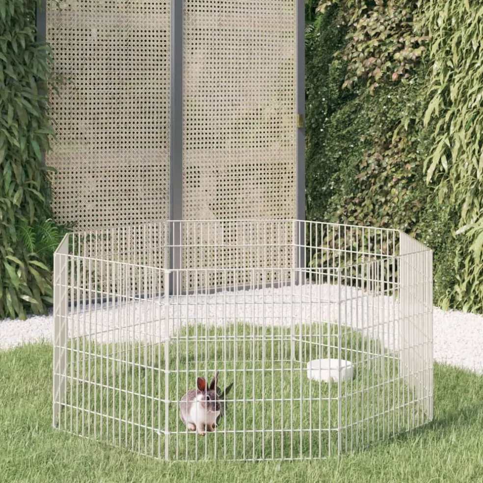 vidaXL Dierenverblijf 8 panelen 54x60 cm gegalvaniseerd ijzer