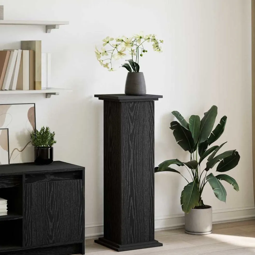 vidaXL Displaystand Zwart Eiken 31 x 30 x 90 cm Bewerkt hout