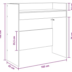 vidaXL DJ Tafel Sonoma Eiken 102 x 45 x 102 cm Bewerkt hout
