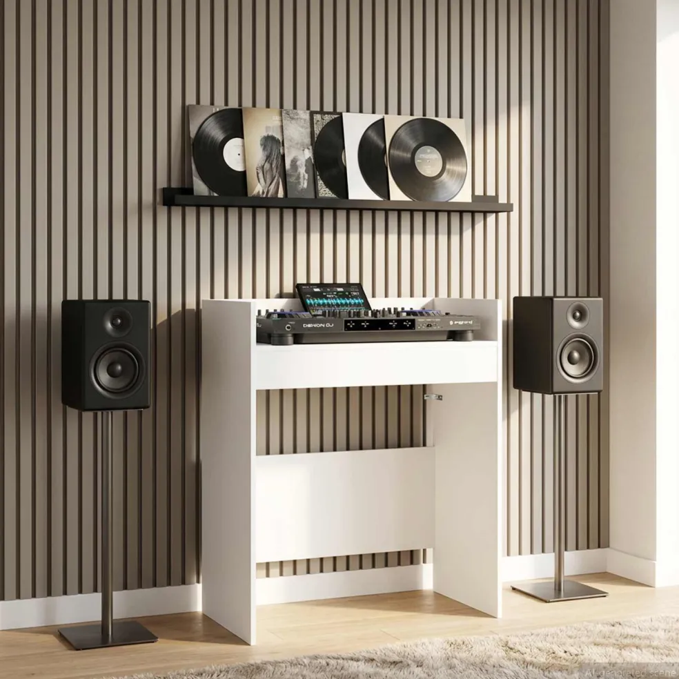 vidaXL DJ Tafel Wit 102 x 45 x 102 cm Bewerkt hout