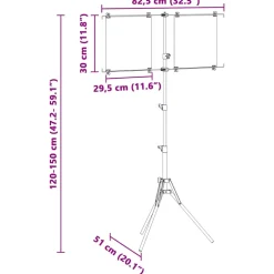 vidaXL Doelstandaard Zwart en Wit 82,5 x 51 x 150 cm Metaal