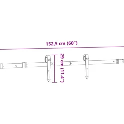 vidaXL Doos met onderdelen voor schuifdeur 152,5 cm staal zwart