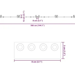 vidaXL Doos met onderdelen voor schuifdeur 366 cm staal zwart